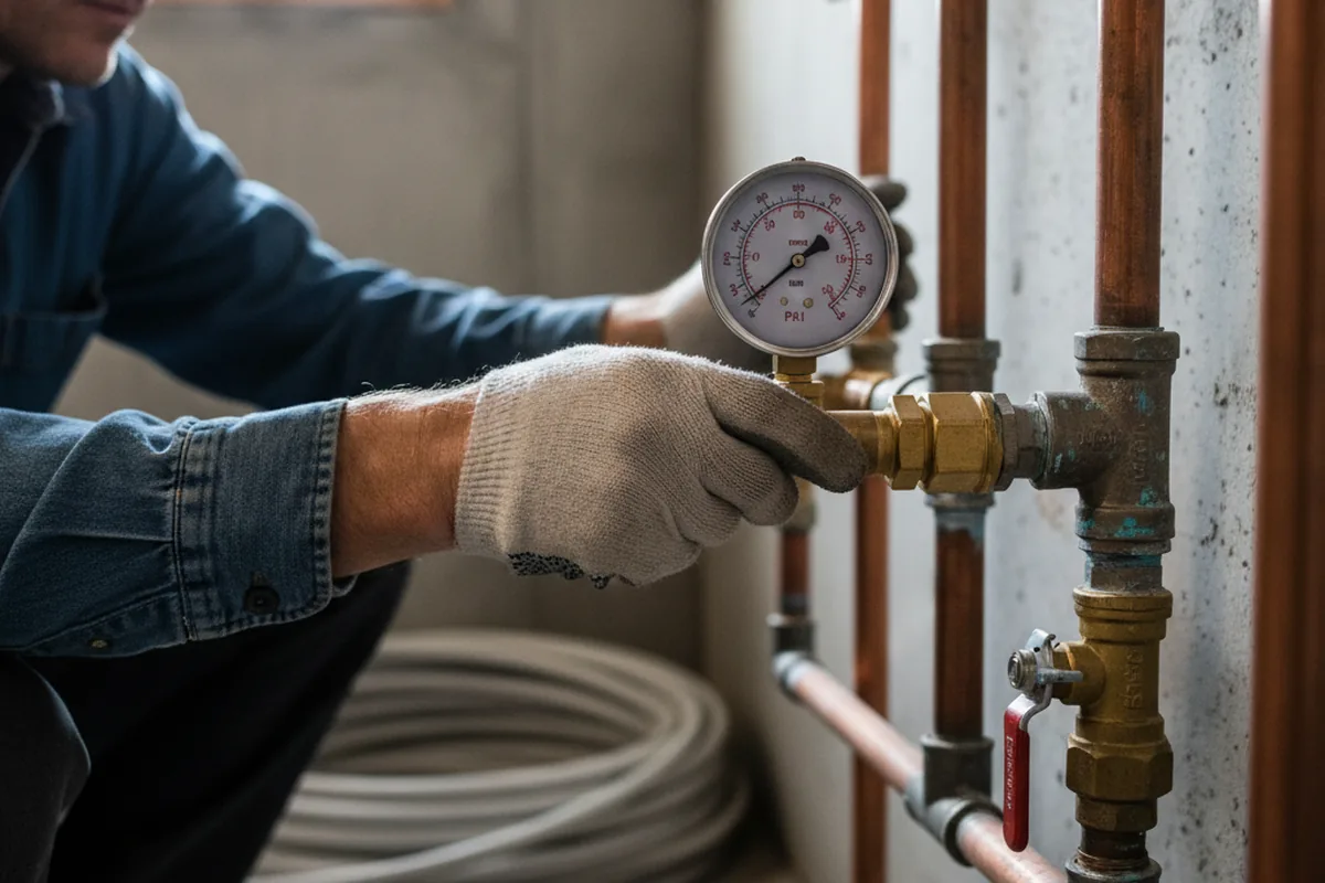 Pressure testing a repaired line during Water Line Repair in Asbury Park